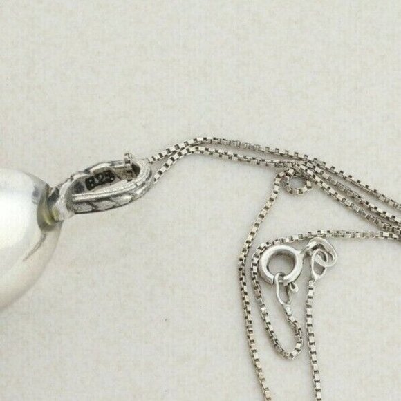 Sterling Silver Acrylic Flower Spoon Necklace 19.5 inch chain - Picture 9 of 9